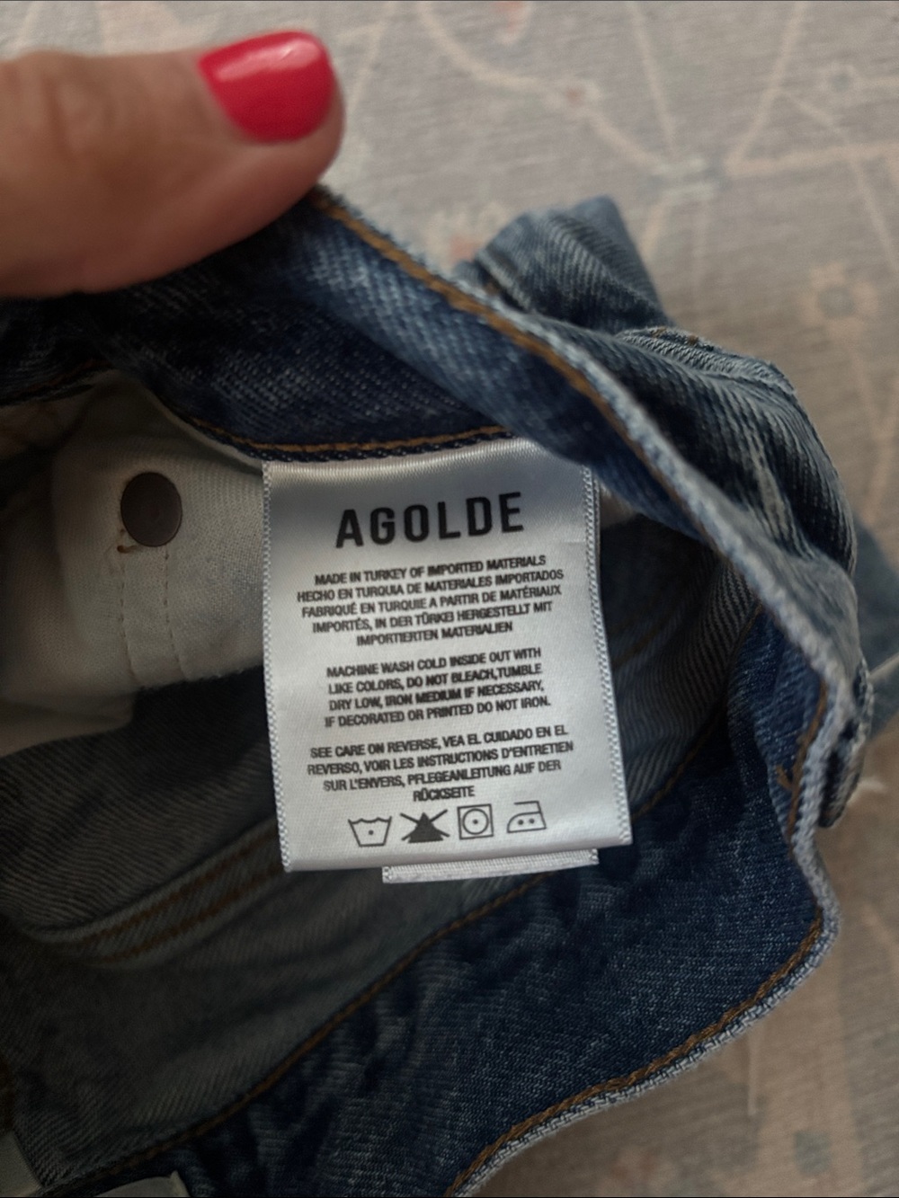 Agolde Dark Blue High-Rise Distressed Jean Shorts - Picture 5 of 6